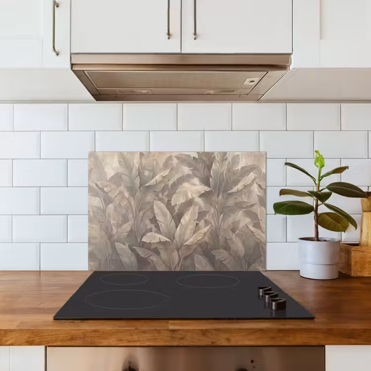Bladeren - Tropisch - Natuur - Modern - Beige keuken achterwand spatscherm klein -sfeer2
