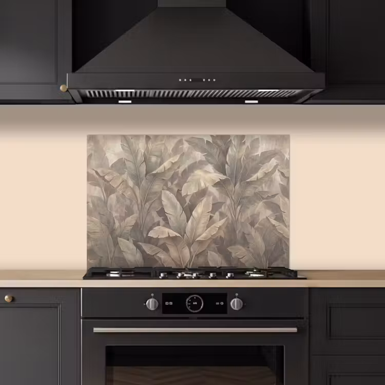Bladeren - Tropisch - Natuur - Modern - Beige keuken achterwand spatscherm klein -sfeer1