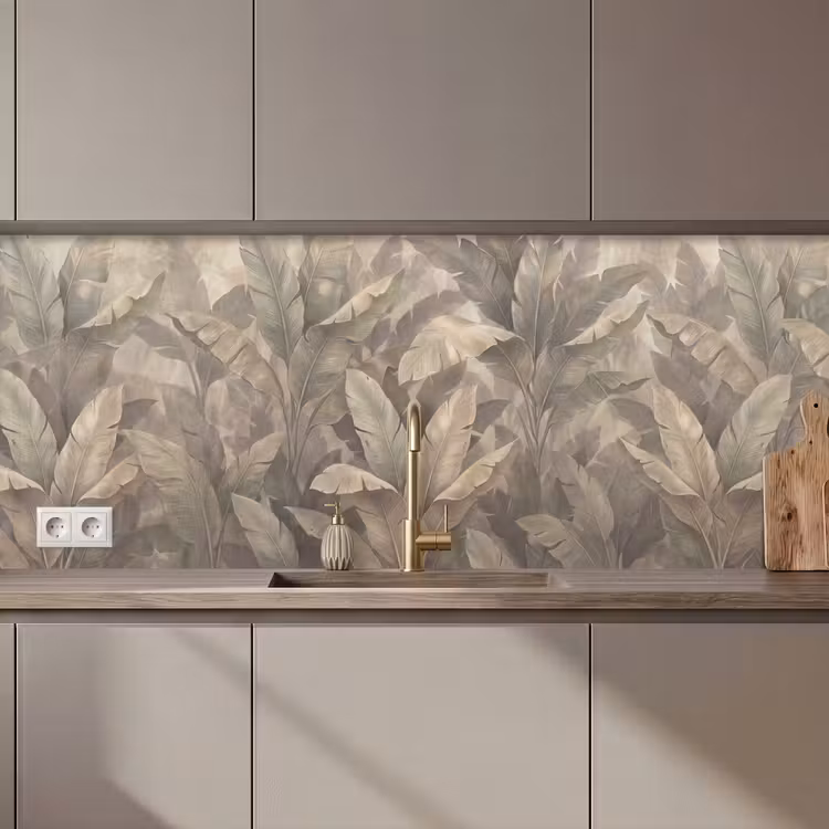 Bladeren - Tropisch - Natuur - Modern - Beige keuken achterwand 2 middel zz_3dshopping