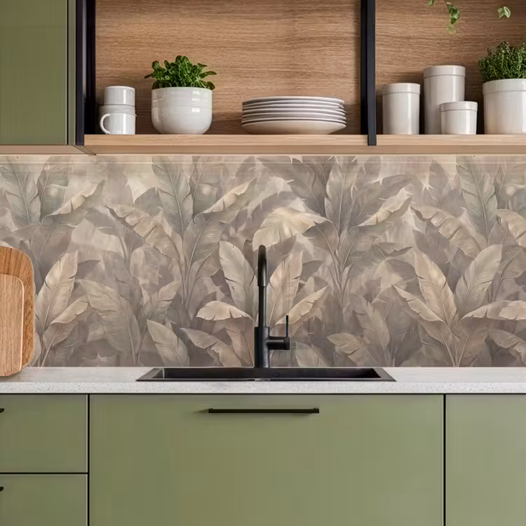Bladeren - Tropisch - Natuur - Modern - Beige keuken achterwand 2 middel -sfeer3