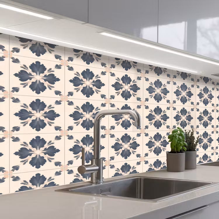 Bladvorm - Klassiek - Kleurrijk keuken achterwand 2 middel 871 -3d_schuin