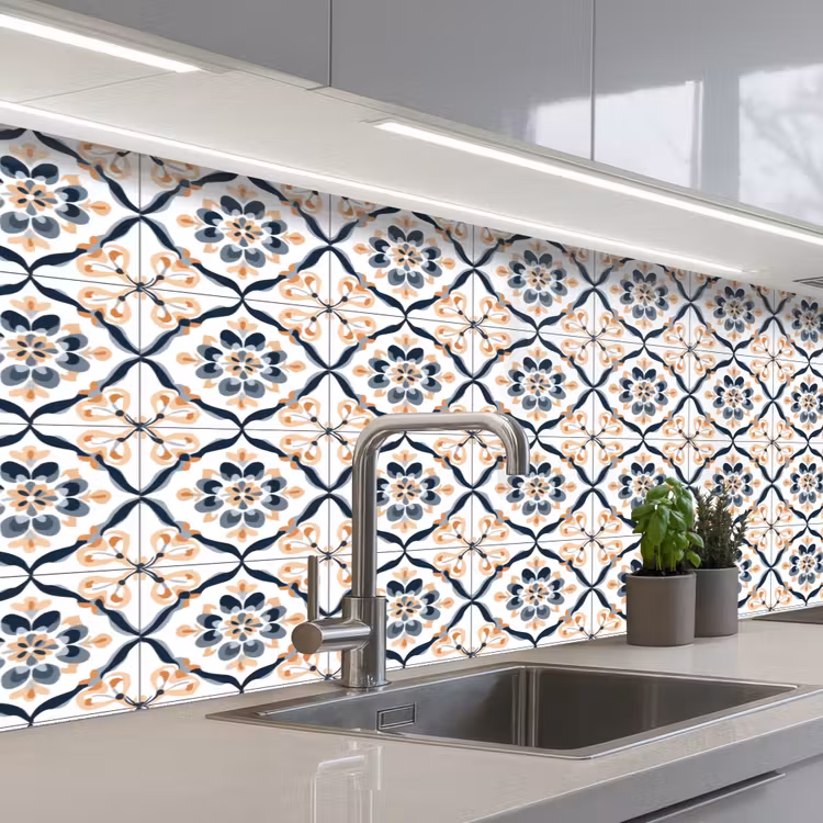 Bladvorm - Patroon - Kleurrijk keuken achterwand 2 middel 871 -3d_schuin