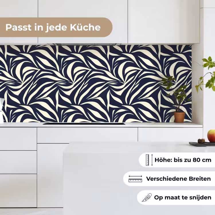 Bladvormen - Blauw - Patroon - Wit keuken achterwand 2 middel 871 -sfeer4_DE