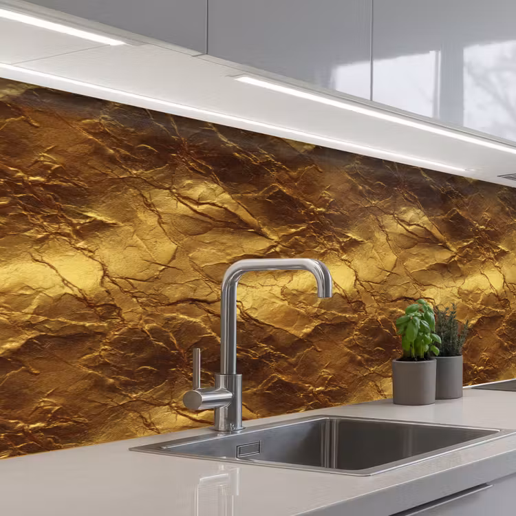 Bladgoud - Textuur - Goud keuken achterwand 2 middel 871 -3d_schuin