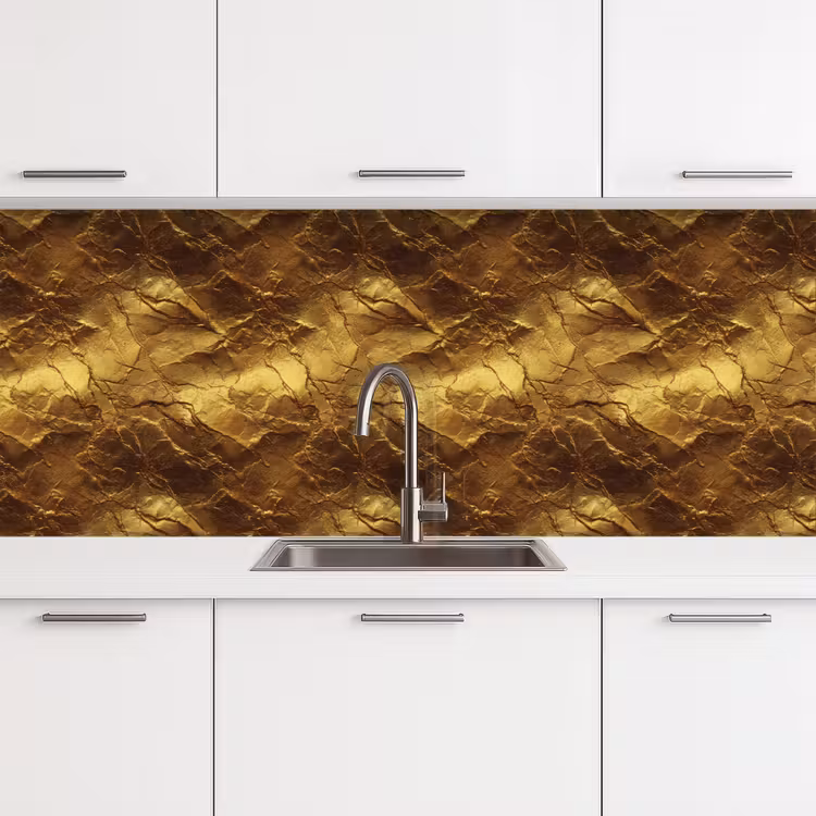 Bladgoud - Textuur - Goud keuken achterwand 2 middel 871 -3d