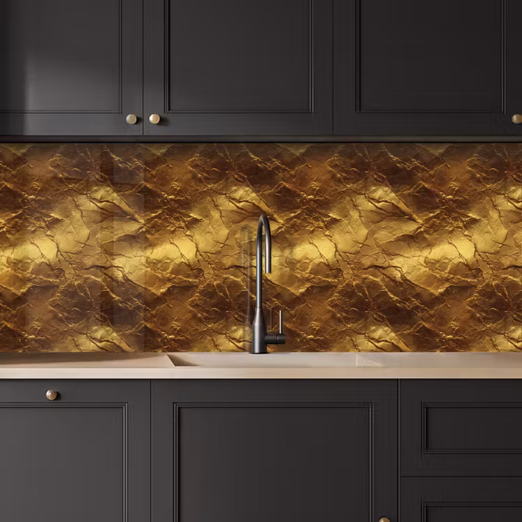 Bladgoud - Textuur - Goud keuken achterwand 2 middel 871 -sfeer1