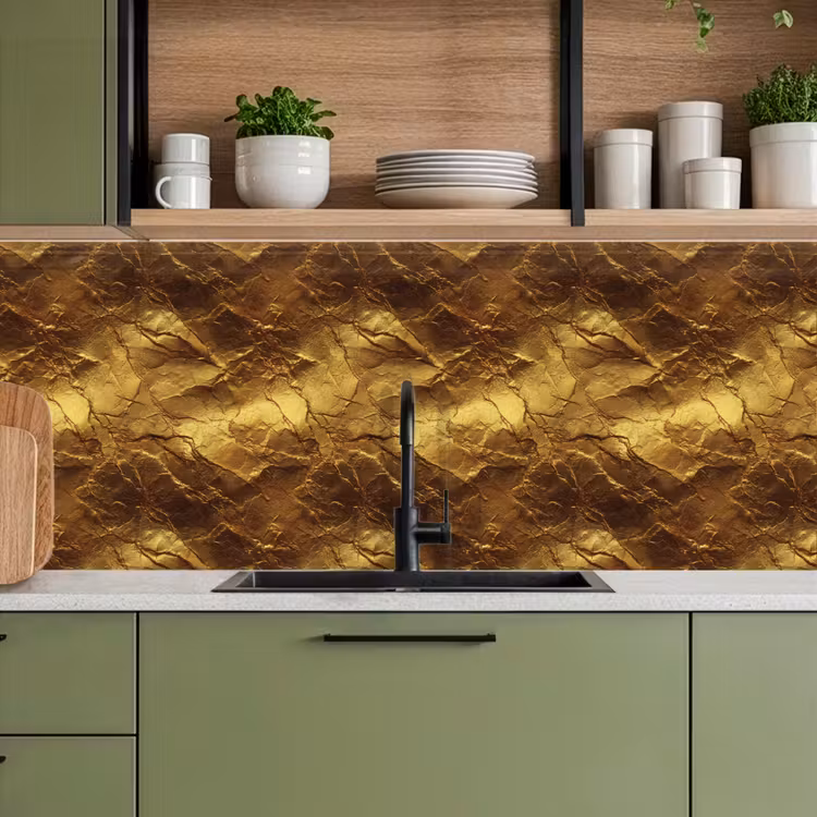 Bladgoud - Textuur - Goud keuken achterwand 2 middel 871 -sfeer3