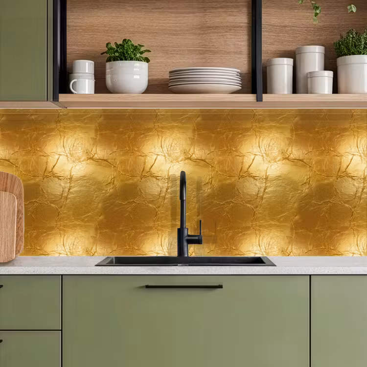 Bladgoud - Vintage - Textuur - Warm Goud keuken achterwand 2 middel 871 -sfeer3
