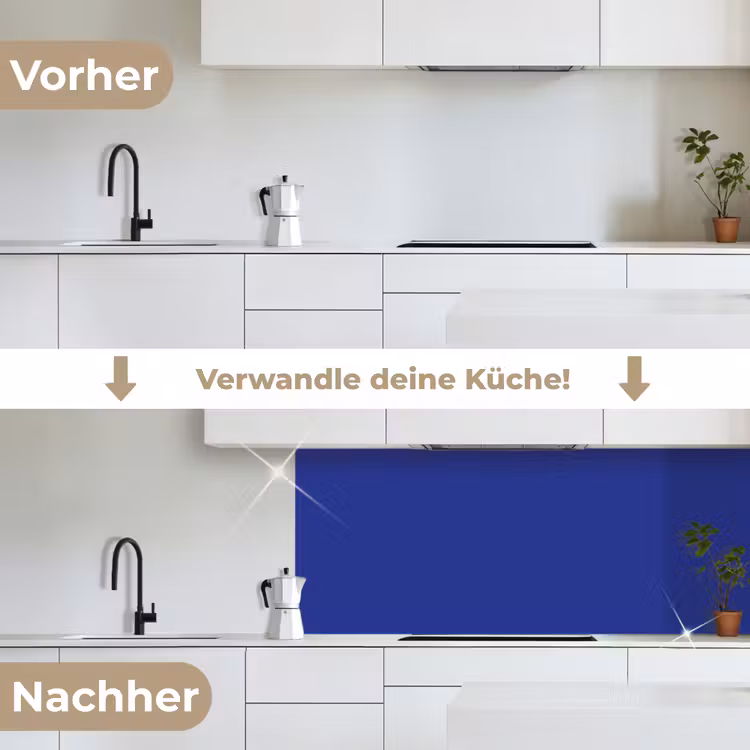 Blauw - Effen kleur - Donkerblauw keuken achterwand 2 middel 871 -voor-na_DE