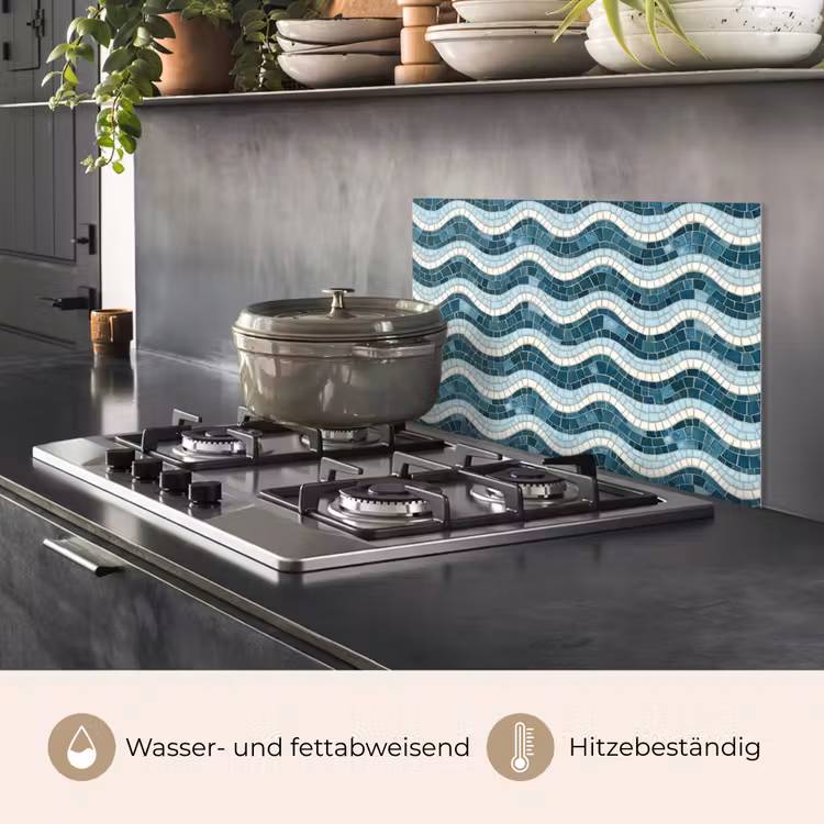 Blauw - Wit - Mozaïek - Golvend keuken achterwand spatscherm klein 900 -usp_DE