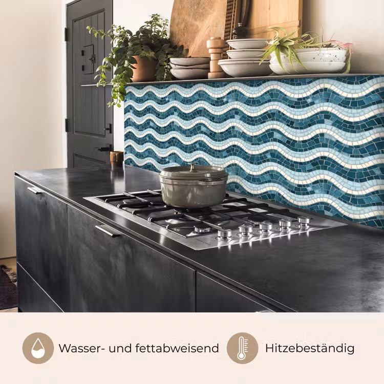 Blauw - Wit - Mozaïek - Golvend keuken achterwand 2 middel 871 -usp_DE
