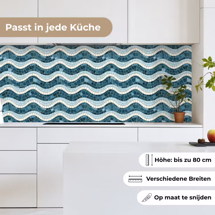 Blauw - Wit - Mozaïek - Golvend keuken achterwand 2 middel 871 -sfeer4_DE