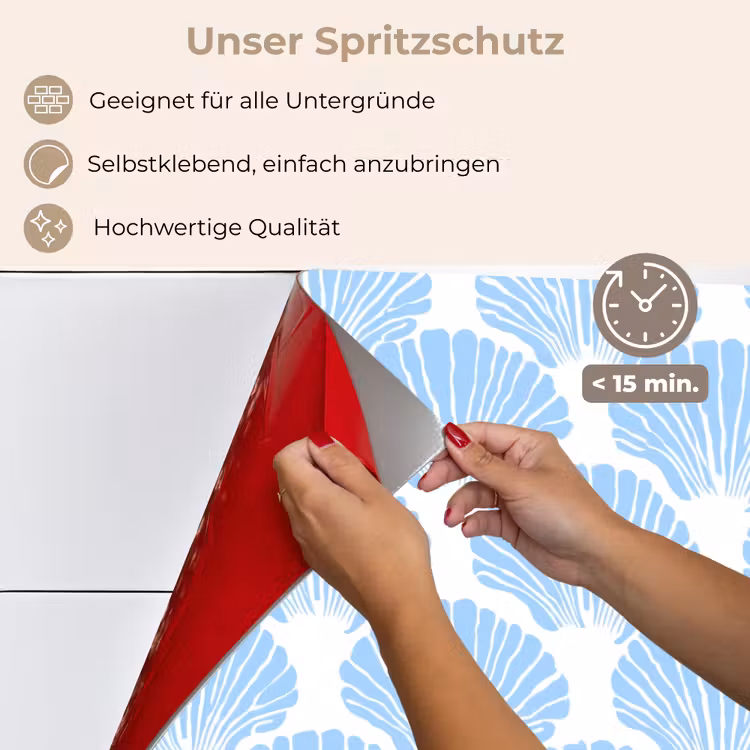 Blauw - Wit - Schelpen - Grafisch - Structuur keuken achterwand spatscherm klein 900 -spatscherm_DE