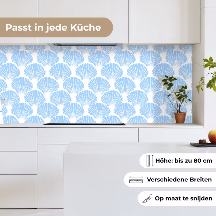 Blauw - Wit - Schelpen - Grafisch - Structuur keuken achterwand 2 middel 871 -sfeer4_DE