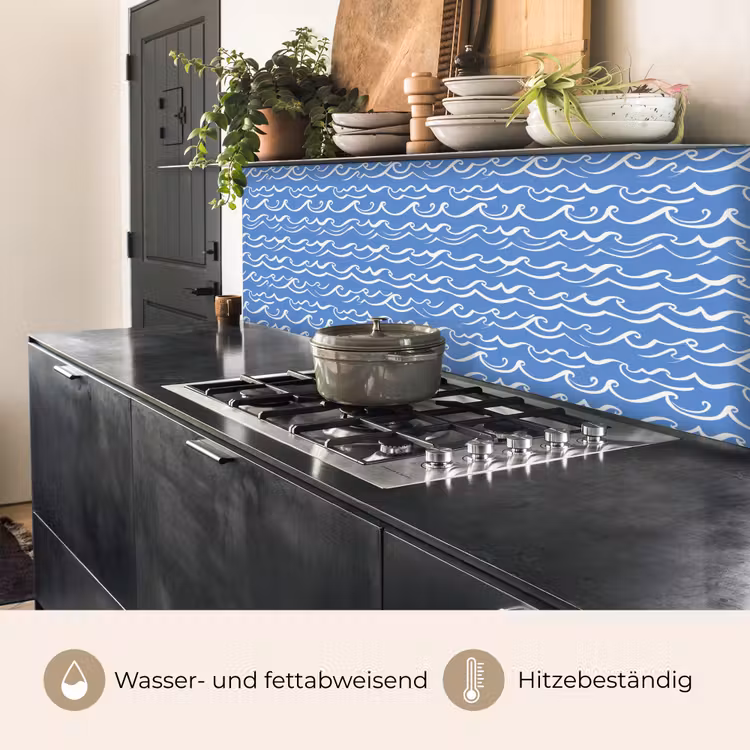 Blauw - Wit - Simpel - Getekend - Golven keuken achterwand 2 middel 871 -usp_DE