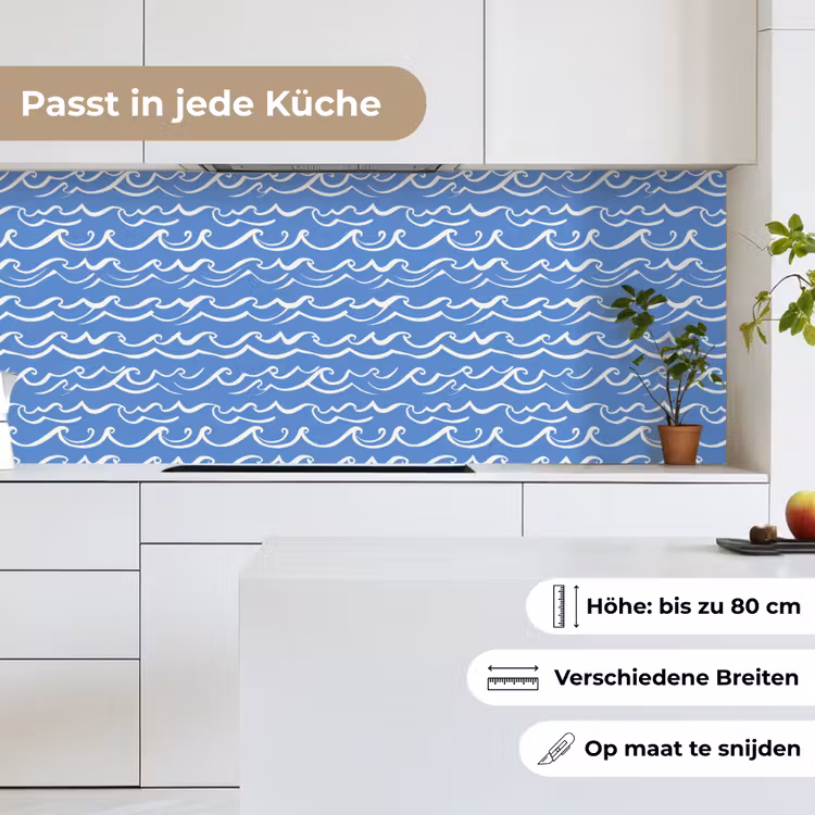 Blauw - Wit - Simpel - Getekend - Golven keuken achterwand 2 middel 871 -sfeer4_DE