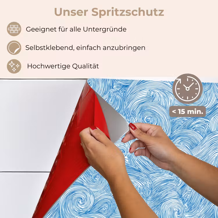 Blauw - Wit - Spiraal - Golven - Lijnen keuken achterwand spatscherm klein 900 -spatscherm_DE