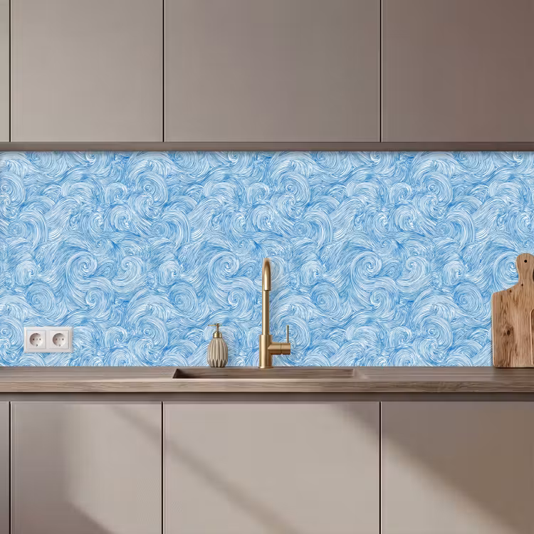 Blauw - Wit - Spiraal - Golven - Lijnen keuken achterwand 2 middel 871 zz_3dshopping
