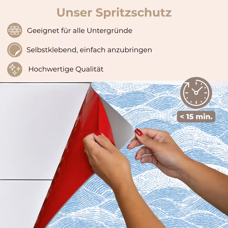 Blauw - Wit - Golven - Getekend keuken achterwand spatscherm klein 900 -spatscherm_DE