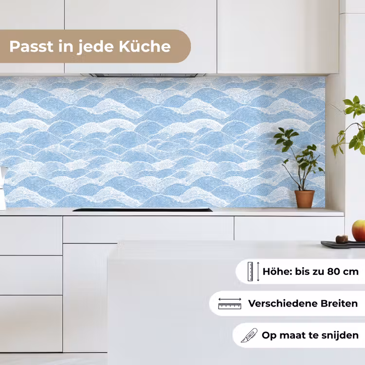 Blauw - Wit - Golven - Getekend keuken achterwand 2 middel 871 -sfeer4_DE