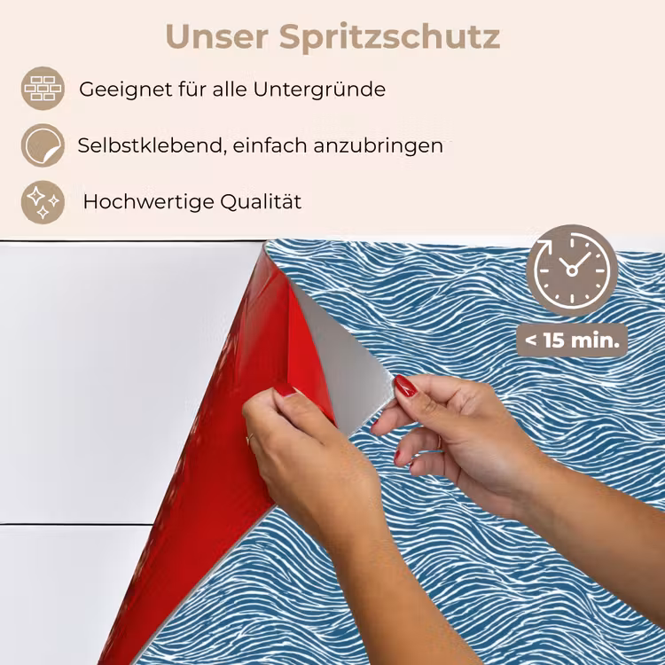 Blauw - Wit - Golven - Getekend - Textuur keuken achterwand spatscherm klein 900 -spatscherm_DE