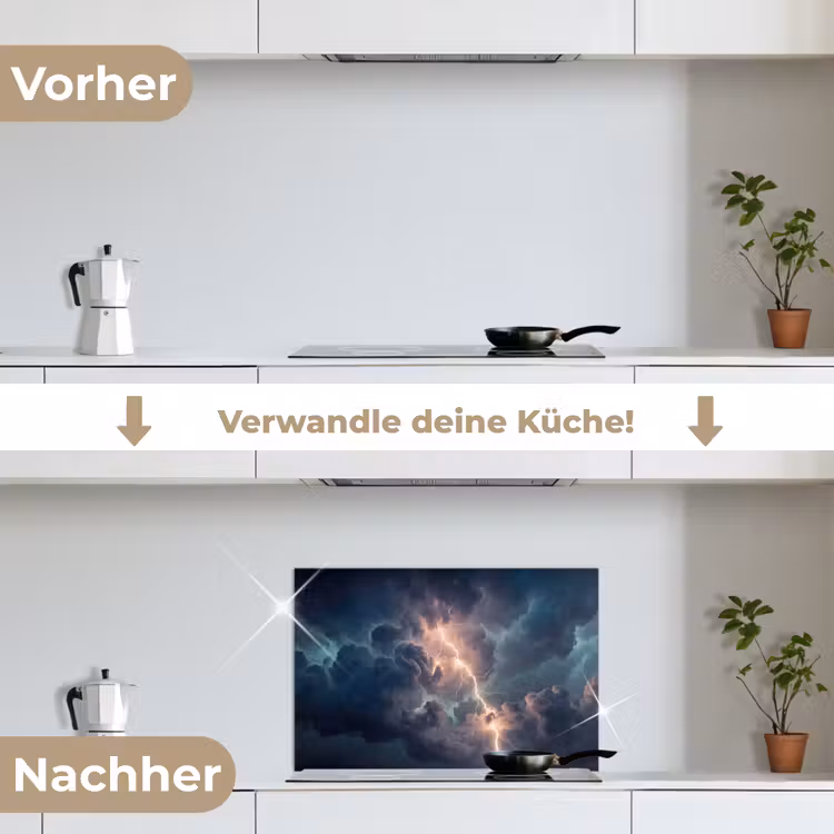 Bliksem - Storm - Natuur - Donker keuken achterwand spatscherm klein -voor_na_DE