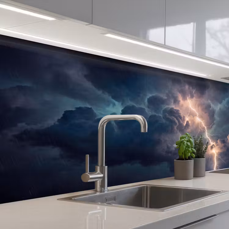Bliksem - Storm - Natuur - Donker keuken achterwand 2 middel -3d_schuin