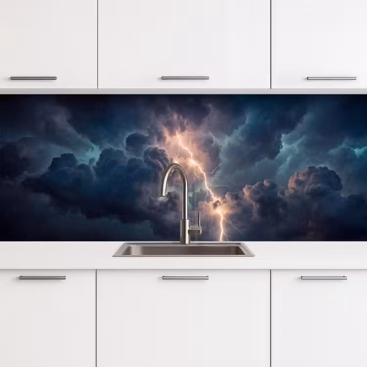 Bliksem - Storm - Natuur - Donker keuken achterwand 2 middel -3d