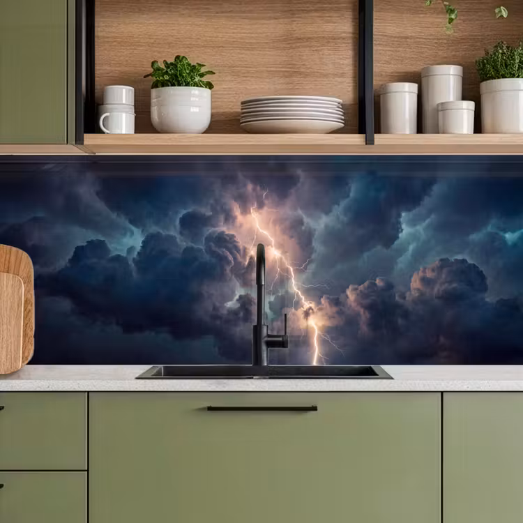 Bliksem - Storm - Natuur - Donker keuken achterwand 2 middel -sfeer3