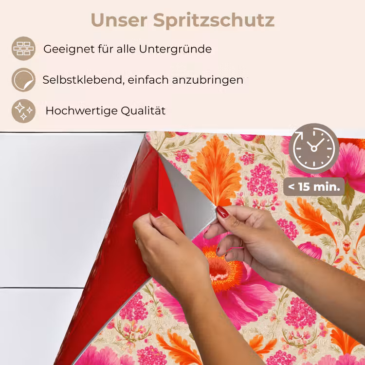 Bloemen - Barok - Roze - Oranje keuken achterwand spatscherm klein 900 -spatscherm_DE