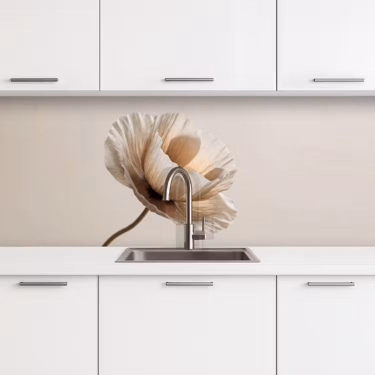Bloem - Beige - Crème keuken achterwand 2 middel -3d