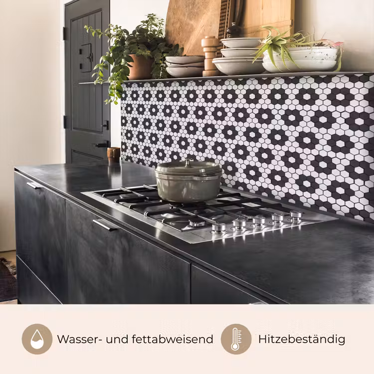 Bloem - Vorm - Patroon - Zwart keuken achterwand 2 middel 871 -usp_DE