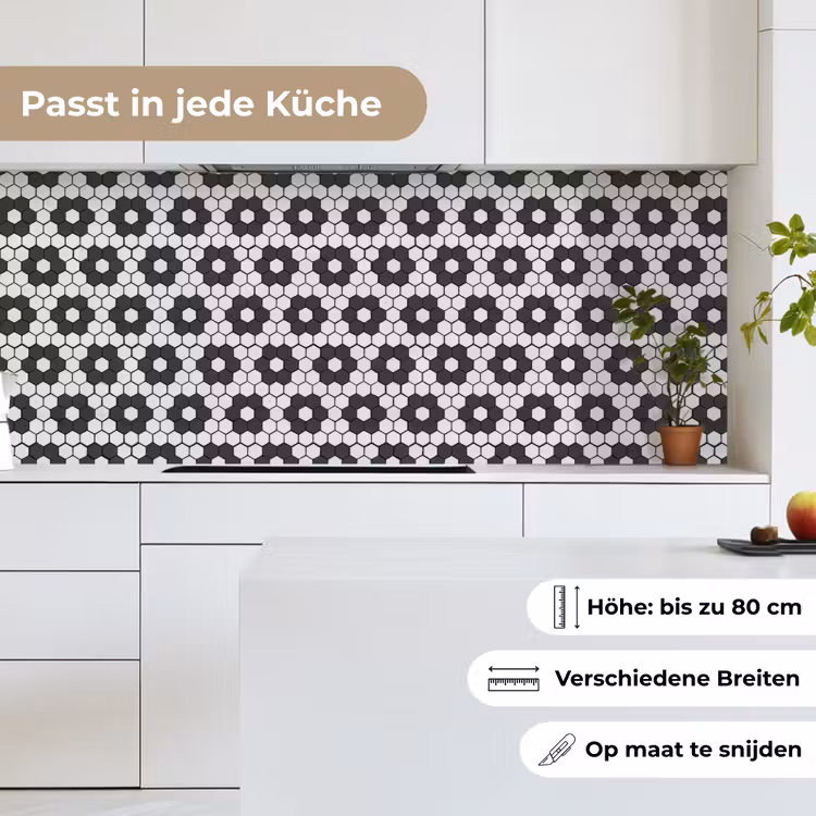 Bloem - Vorm - Patroon - Zwart keuken achterwand 2 middel 871 -sfeer4_DE