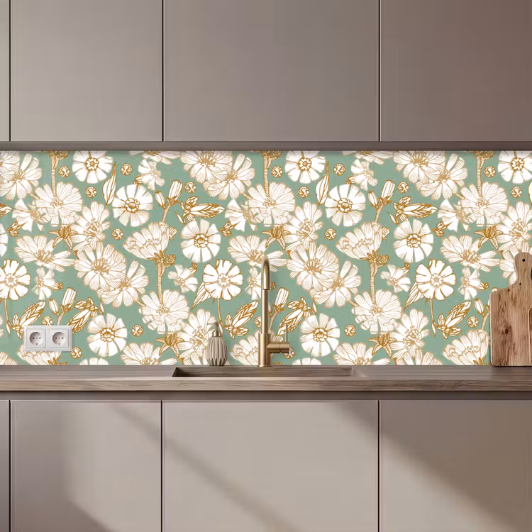Bloem - Art nouveau - Design keuken achterwand 2 middel 871 zz_3dshopping