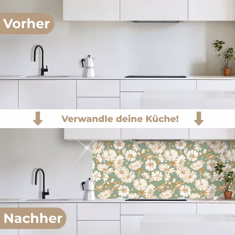 Bloem - Art nouveau - Design keuken achterwand 2 middel 871 -voor-na_DE