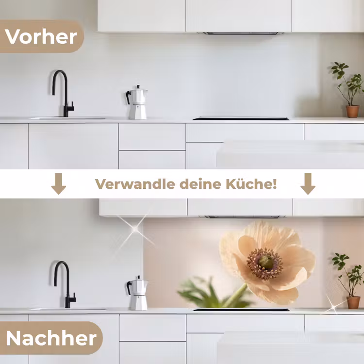 Bloem - Minimalistisch - Groen keuken achterwand 2 middel -voor-na_DE