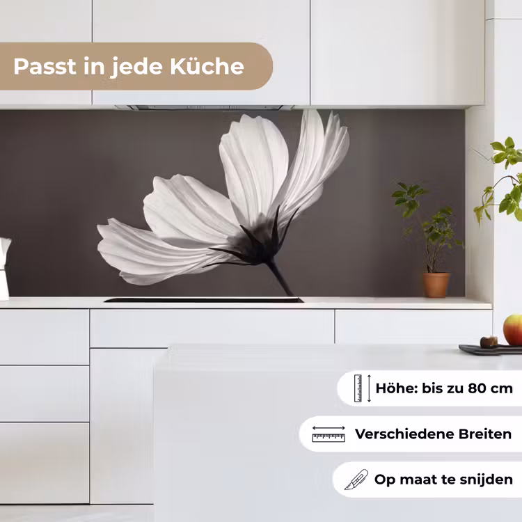 Bloem - Minimalistisch - Zwart - Wit keuken achterwand 2 middel -sfeer4_DE