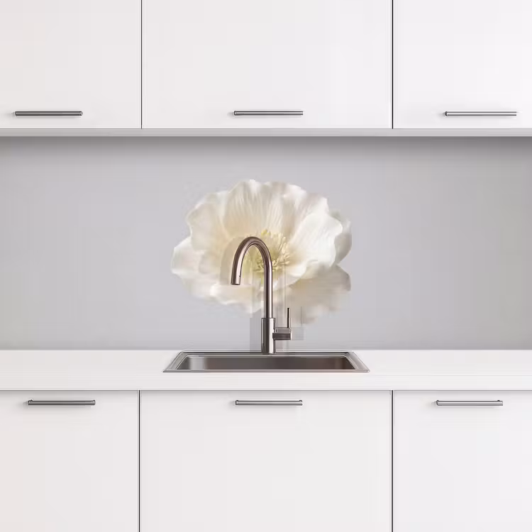 Bloem - Minimalistisch -Wit keuken achterwand 2 middel -3d