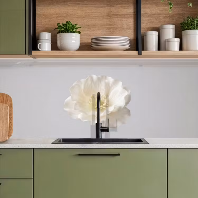 Bloem - Minimalistisch -Wit keuken achterwand 2 middel -sfeer3