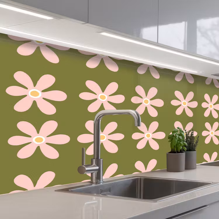 Bloem - Modern - Groen keuken achterwand 2 middel 871 -3d_schuin