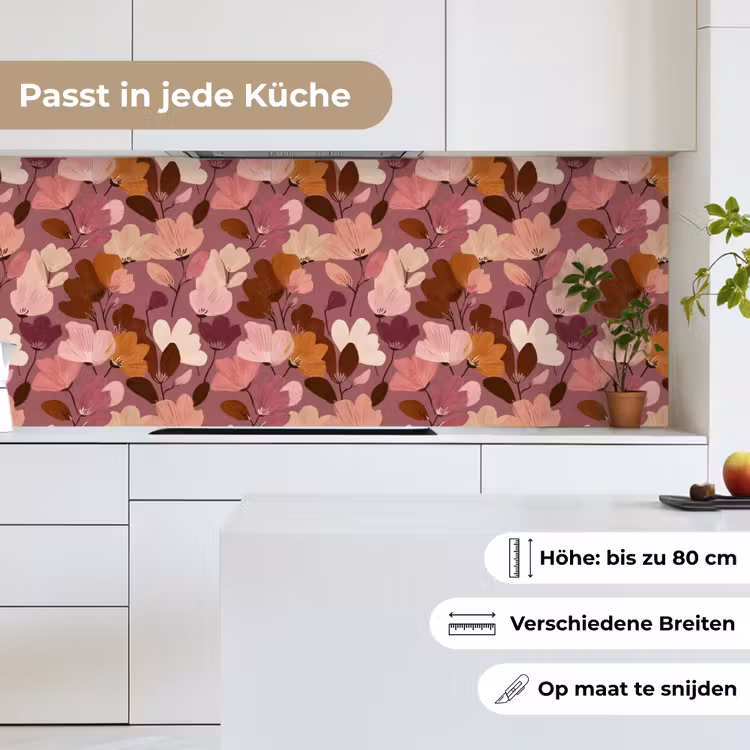 Bloem - Patroon - Roze keuken achterwand 2 middel 871 -sfeer4_DE