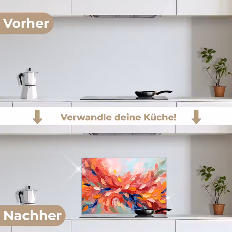 Bloemen - Abstract - Kunst - Modern keuken achterwand spatscherm klein -voor_na_DE