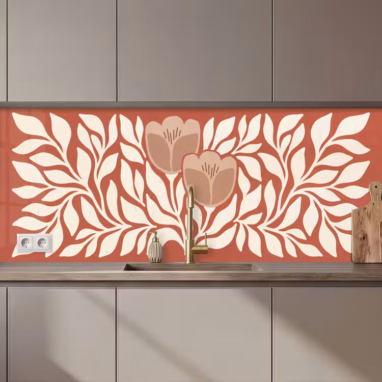 Bloemen - Abstract - Modern - Beige - Natuur keuken achterwand 2 middel zz_3dshopping