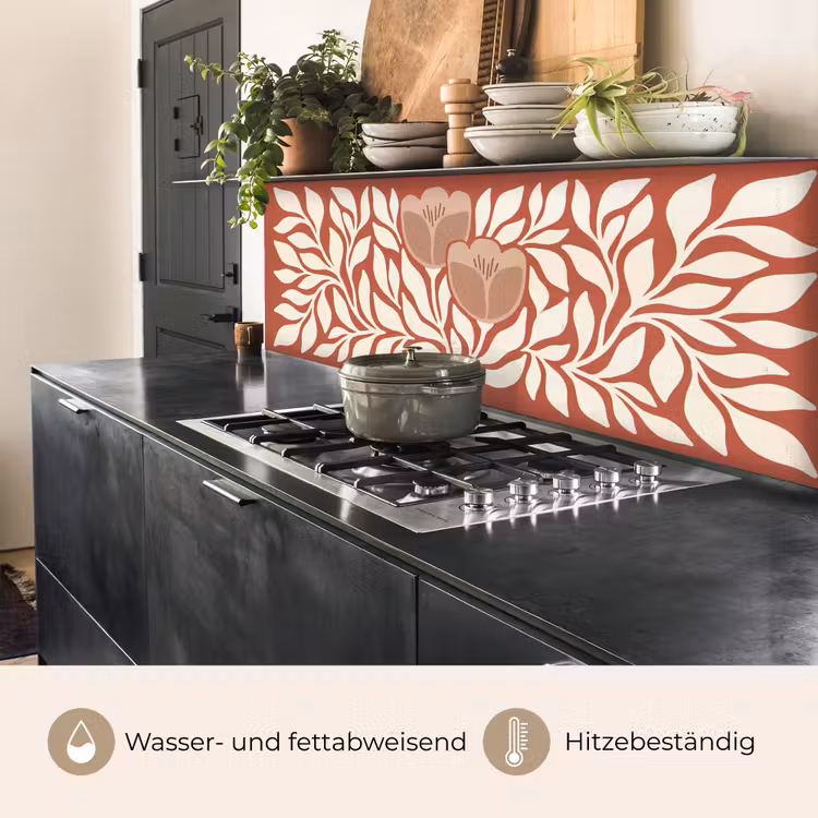 Bloemen - Abstract - Modern - Beige - Natuur keuken achterwand 2 middel -usp_DE