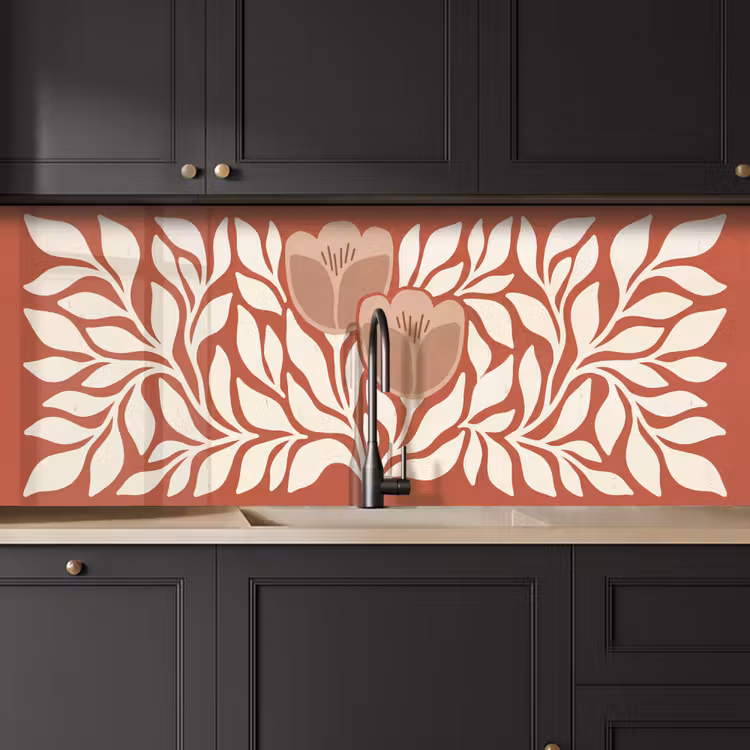 Bloemen - Abstract - Modern - Beige - Natuur keuken achterwand 2 middel -sfeer1