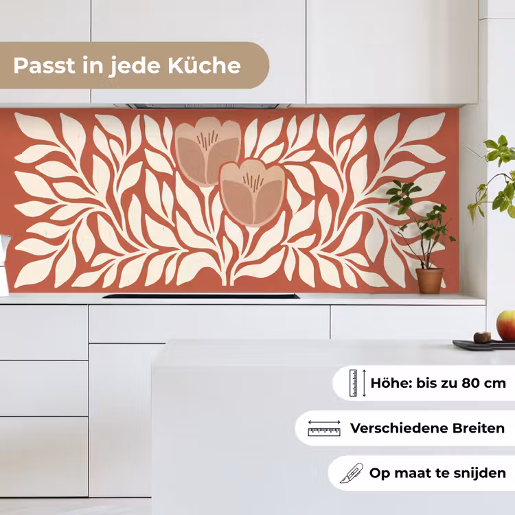 Bloemen - Abstract - Modern - Beige - Natuur keuken achterwand 2 middel -sfeer4_DE