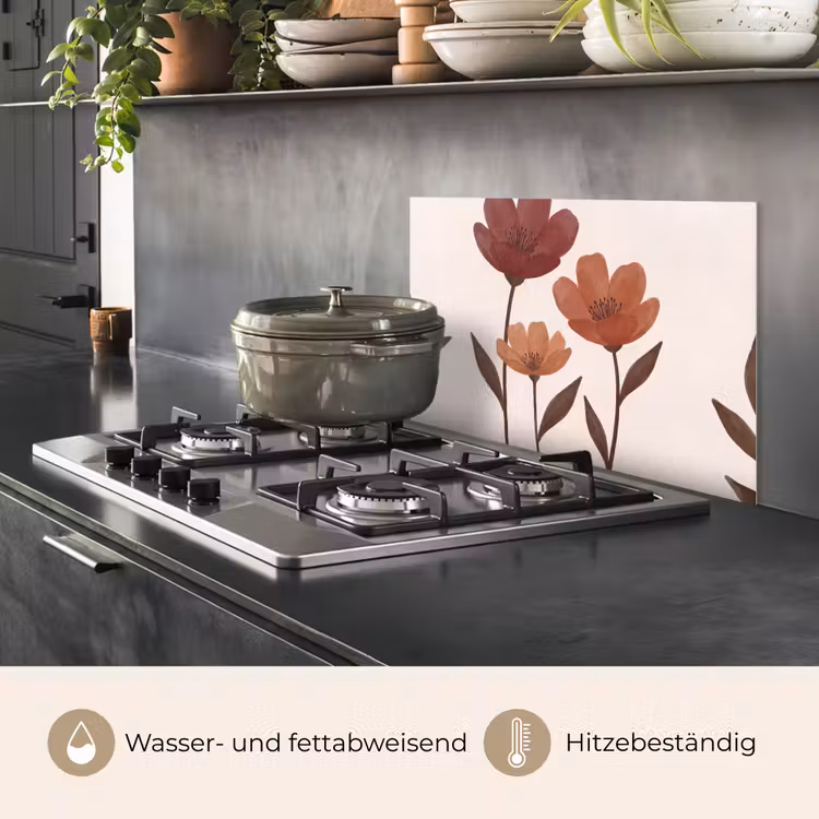 Bloemen - Abstract - Modern - Bruin - Decoratief keuken achterwand spatscherm klein -usp_DE