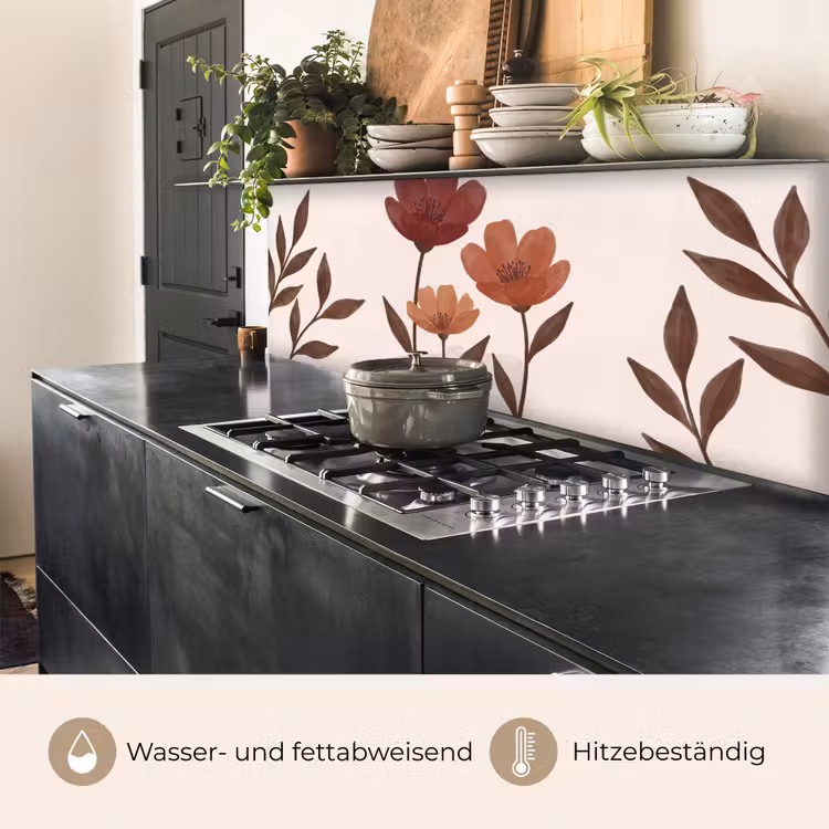 Bloemen - Abstract - Modern - Bruin - Decoratief keuken achterwand 2 middel -usp_DE