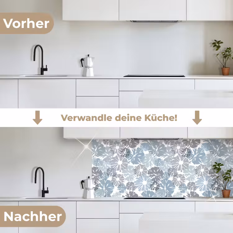 Bloemen - Abstract - Patroon keuken achterwand 2 middel 871 -voor-na_DE