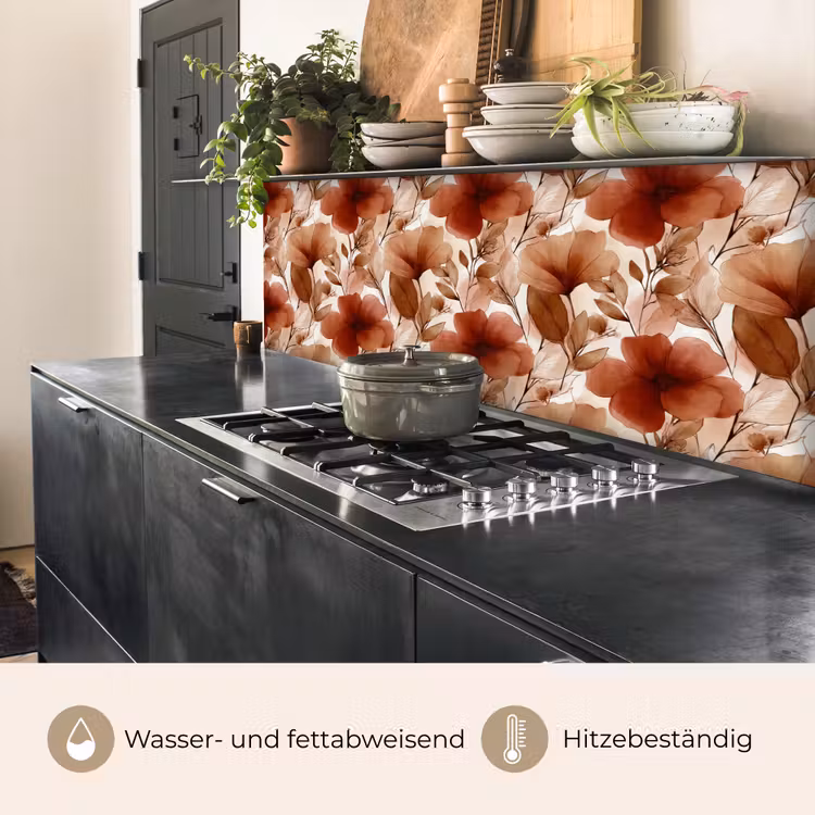 Bloemen - Aquarel - Botanisch - Terracotta keuken achterwand 2 middel 871 -usp_DE